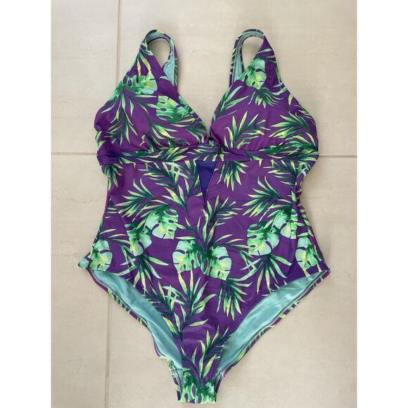 Adore Me Swim One Piece Swimsuit Floral Print Mesh Swimwear - Picture 1 of 11
